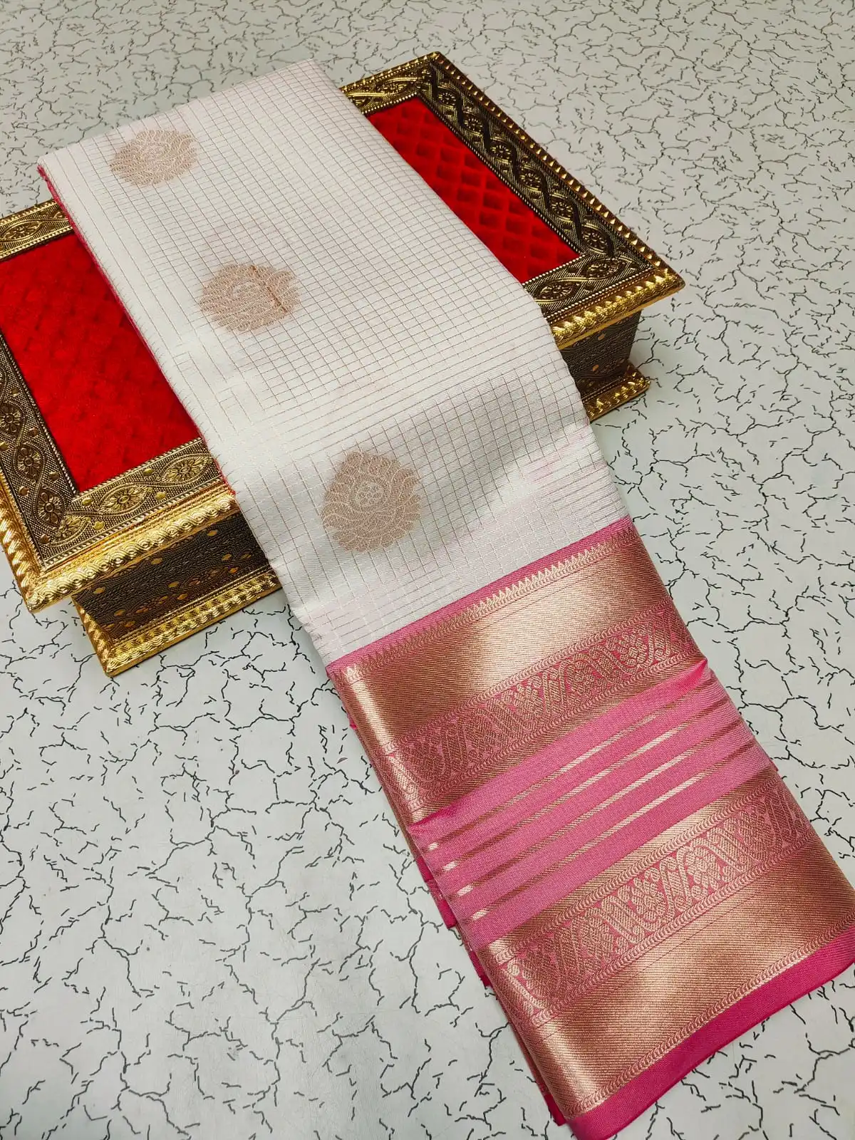 Rudraksha Kattam Butta Semi Kanchipuram Silk Saree